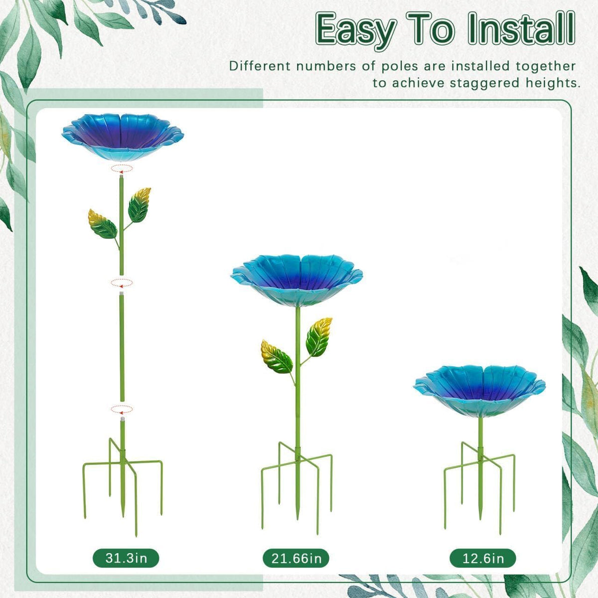 Retyion garden bird bath ready for year-round outdoor use in any weather.
