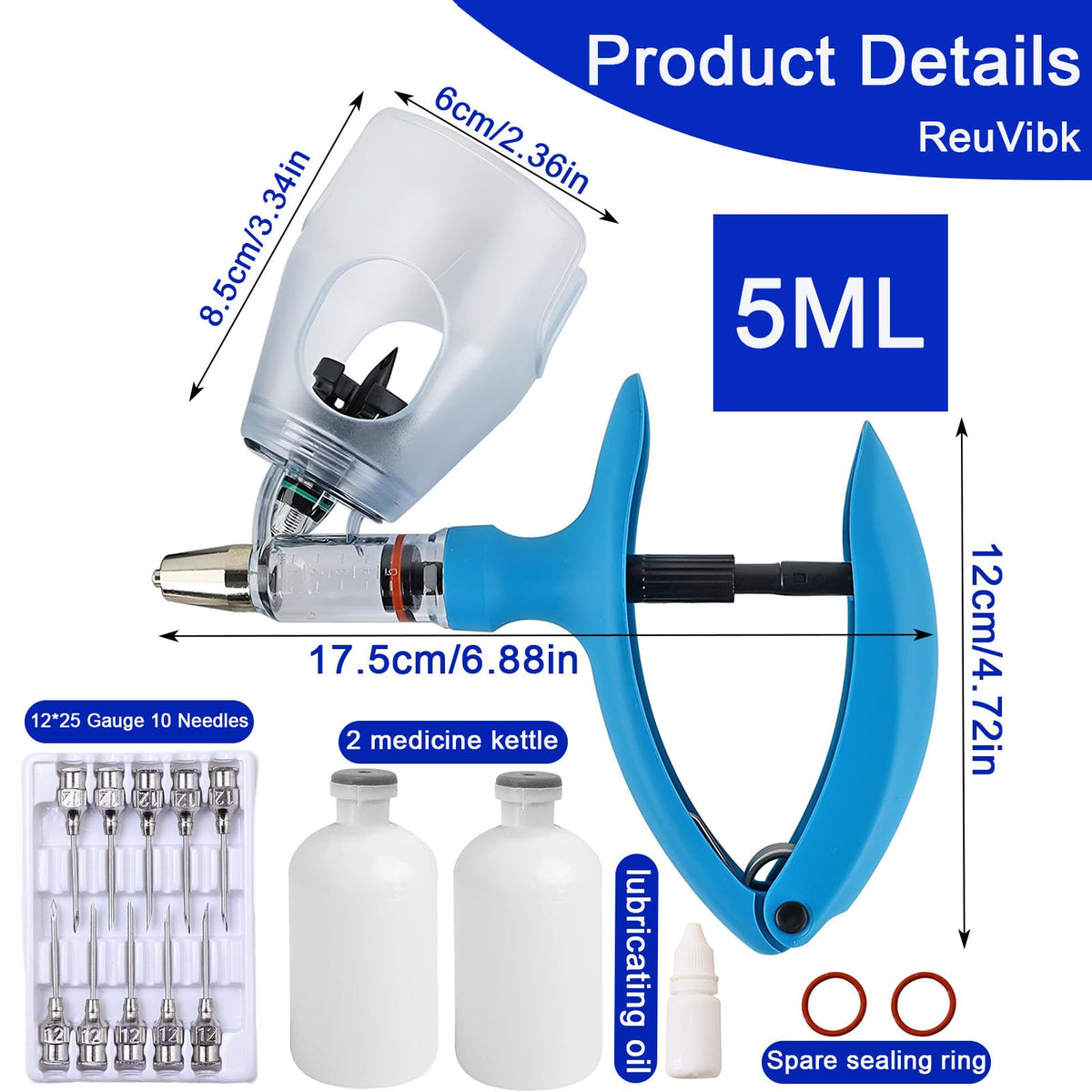 ReuVibk syringe bottle attachment enabling continuous dosing on farm.