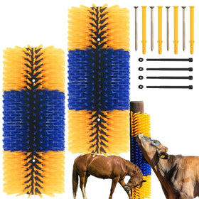 REVAXUP livestock scratching brush angle view for durable on-farm grooming and itch relief.