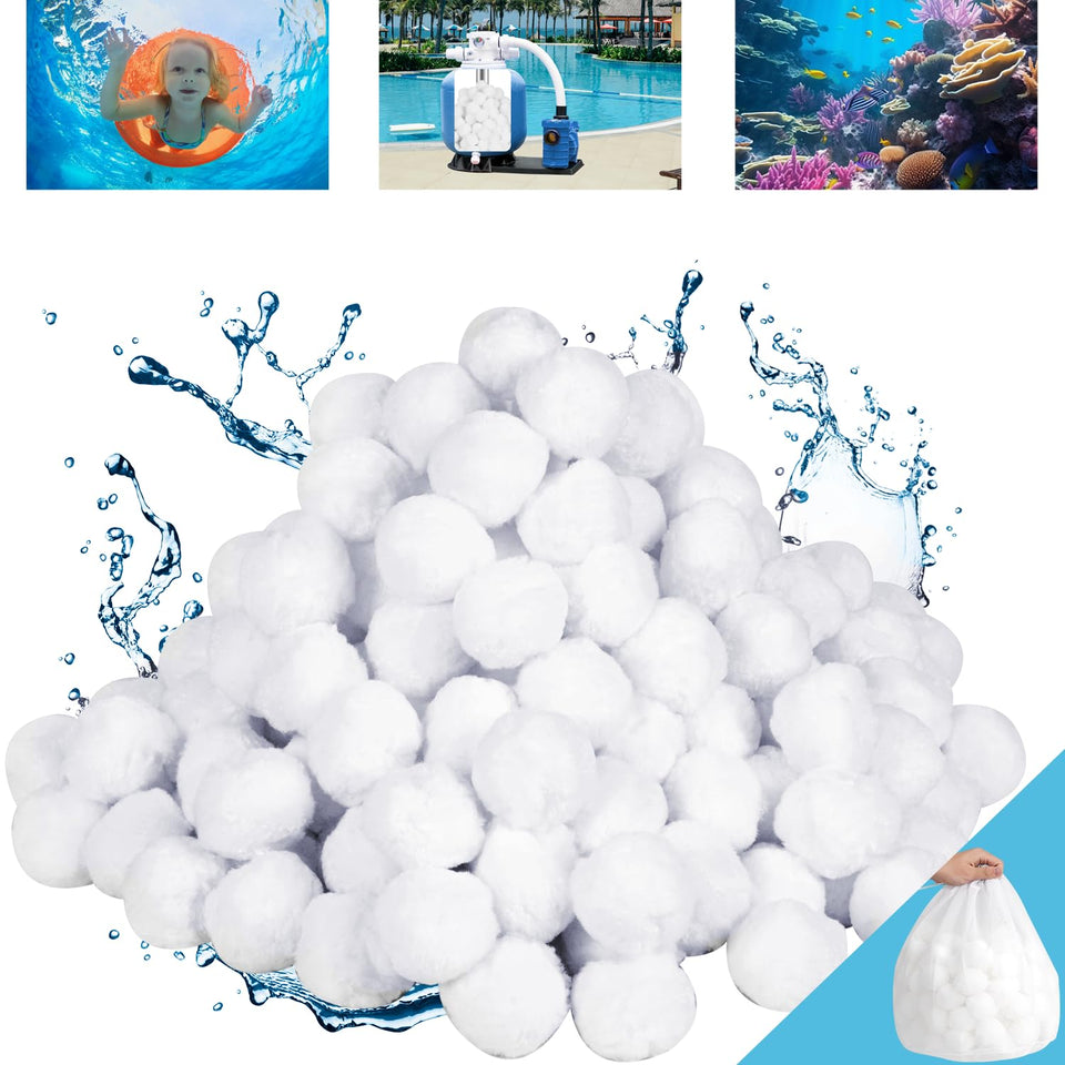 REVICOAR pool filter balls in package front, easy sand filter replacement