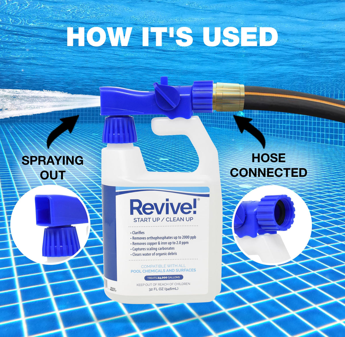REVIVE! crystal-clear water after 48 hours of treatment.