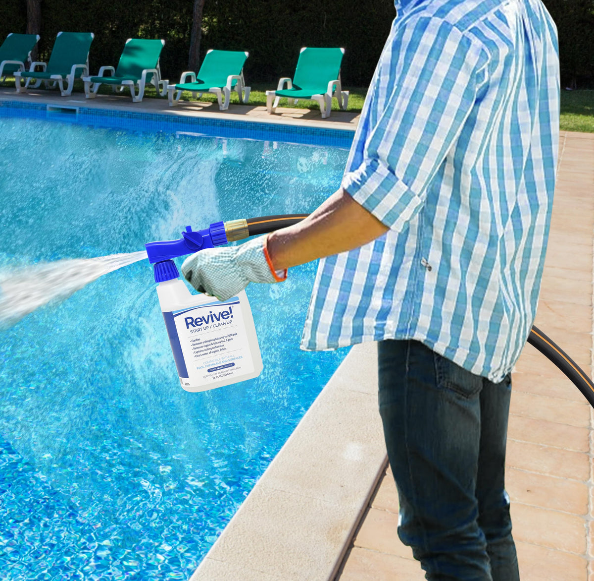 REVIVE! saltwater-compatible formula protects all pool finishes.