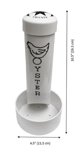 Revolutionary Chicken grit-feeder dispensing close-up supporting digestion for non free-range flocks
