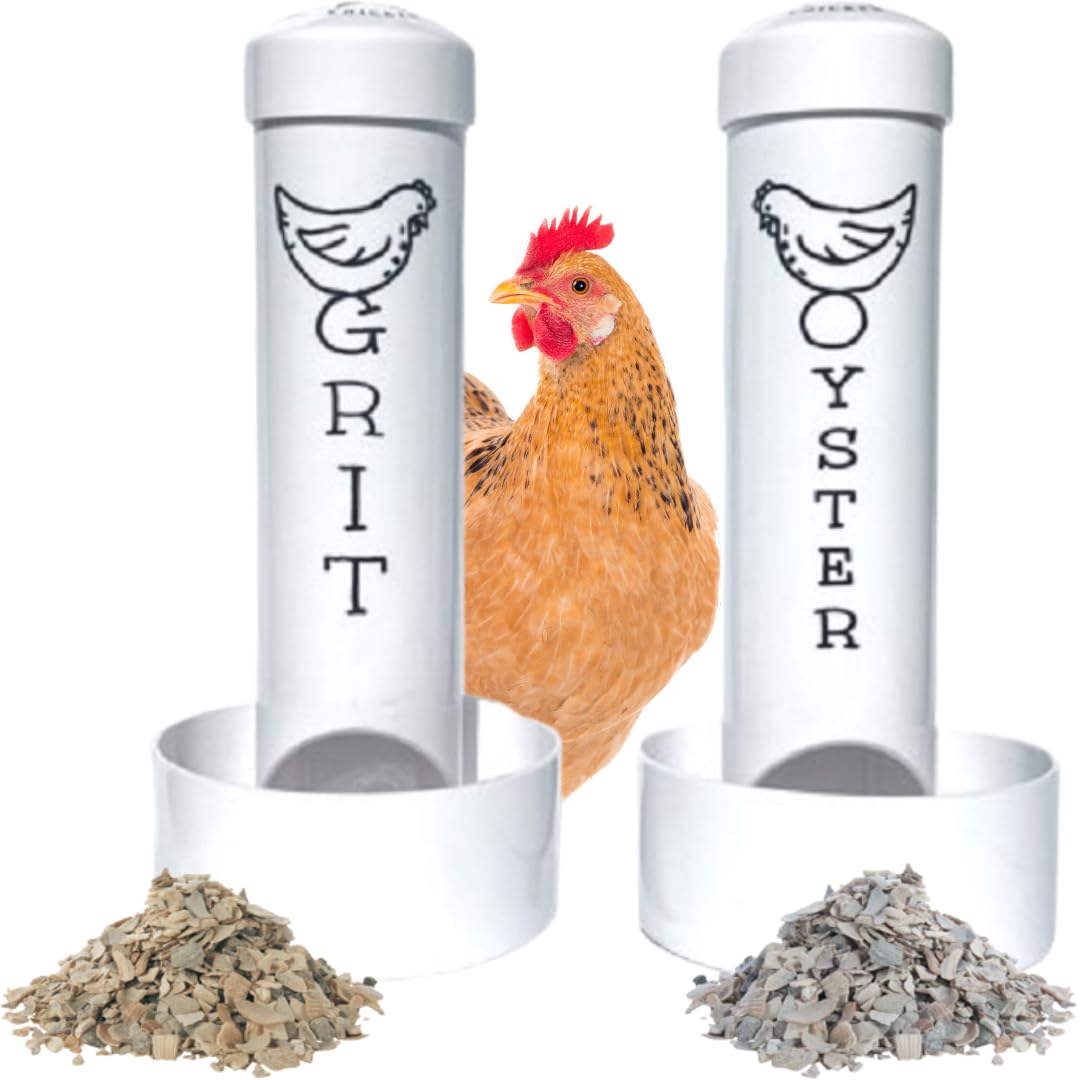 Revolutionary Chicken oyster-shell-feeder full view showing easy calcium access for hens