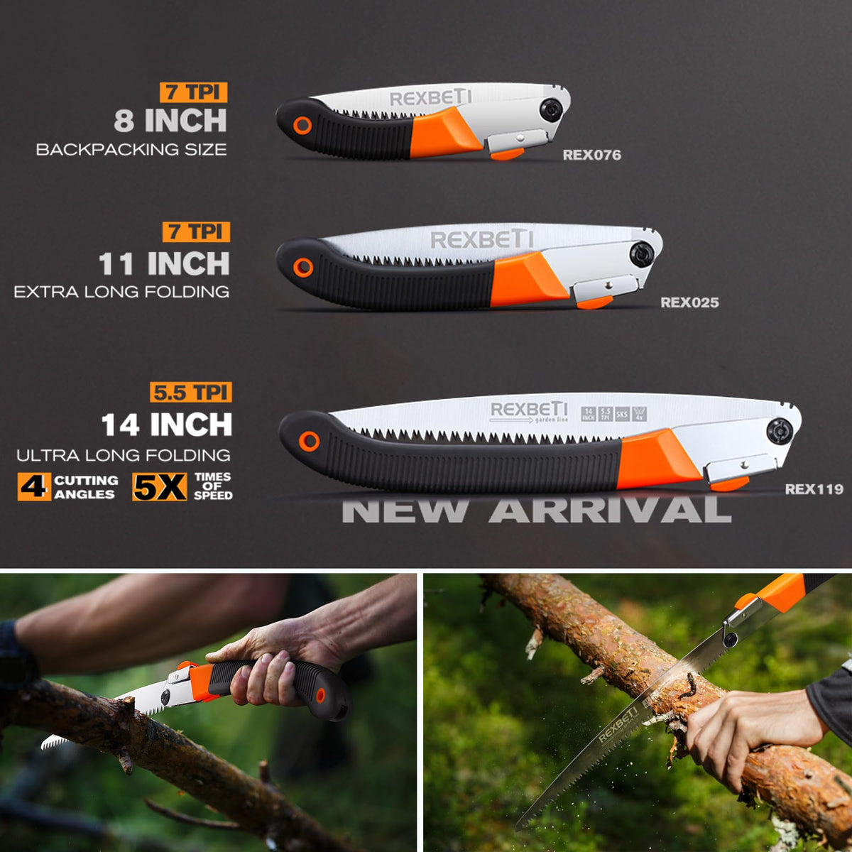 REXBETI rugged 8 inch rubber coated handle offers firm grip