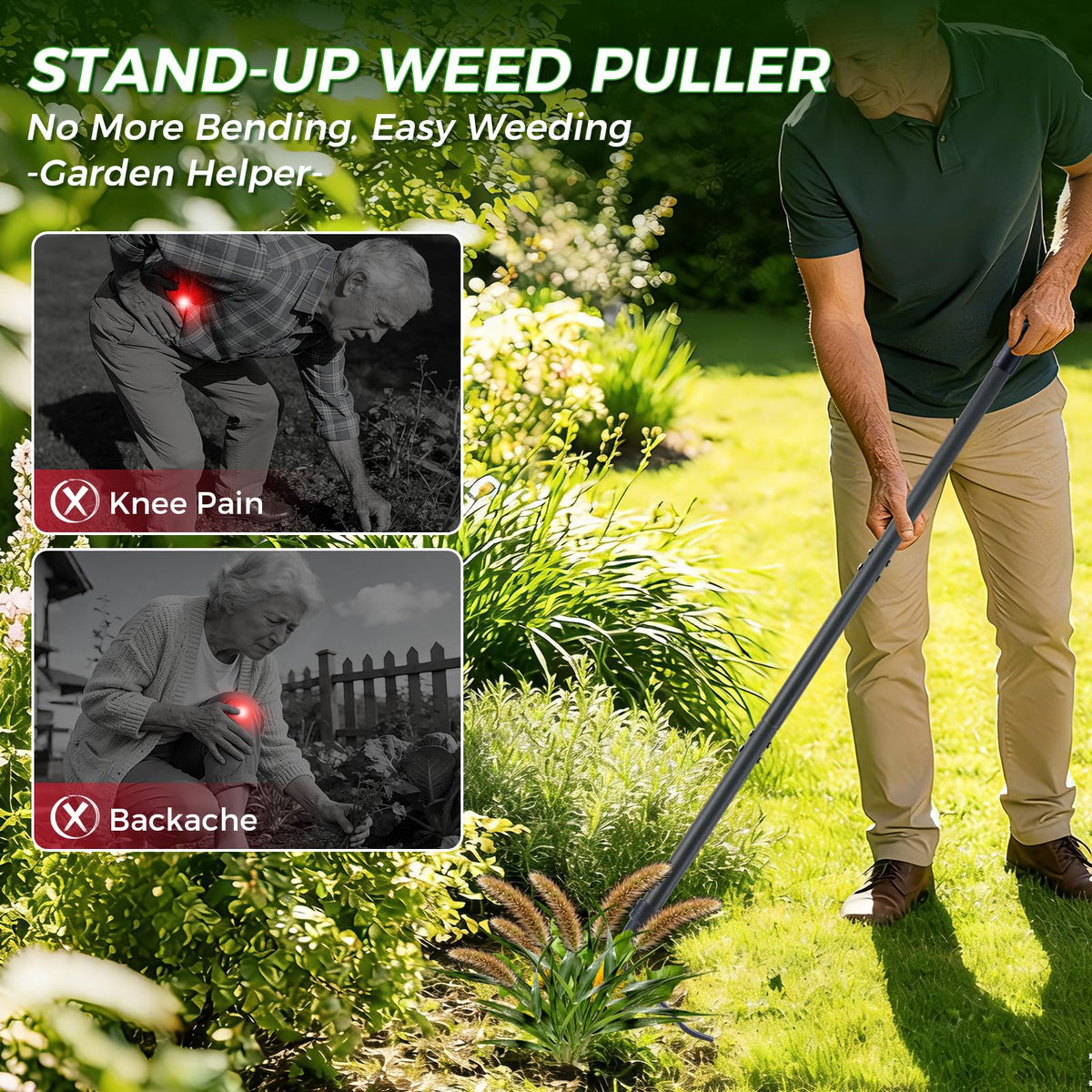 RexWeed four-claw steel head grips deep roots for complete removal