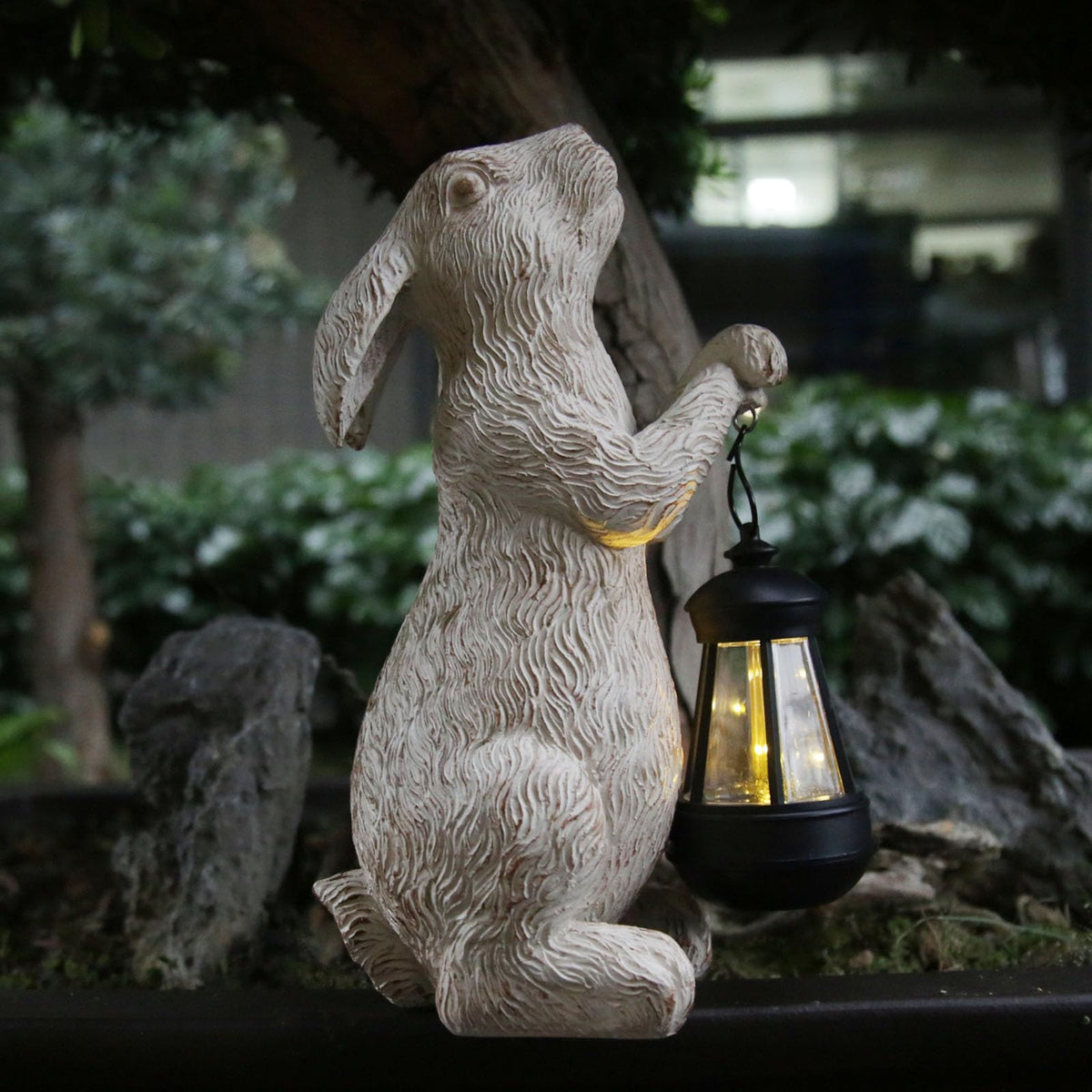 REYISO bunny statue size 7.8x4.9x11.8 inch fits planters and walkways