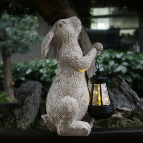 REYISO bunny statue size 7.8x4.9x11.8 inch fits planters and walkways