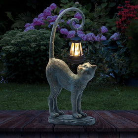 REYISO bronze-toned cat garden statue adds vintage charm to gardens and balconies.