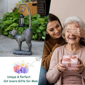 REYISO bronze cat garden statue brightens outdoor spaces in any season.