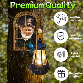 REYISO gnomes hanging decor easily mounts on trees or fences.