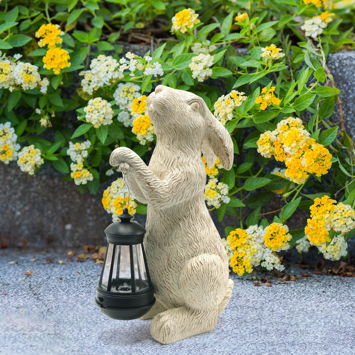 REYISO rabbit statue UV-protected resin for year-round use