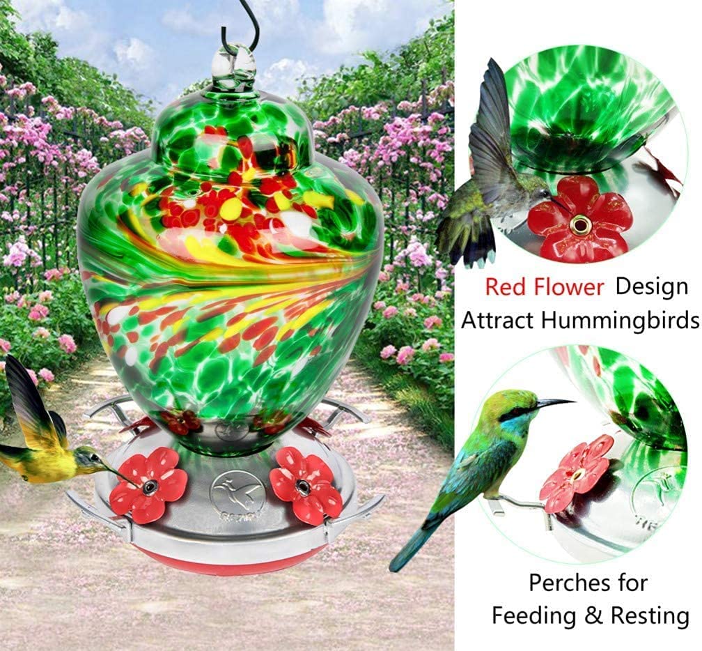 Four perches and four ports support simultaneous hummingbird feeding with REZIPO.