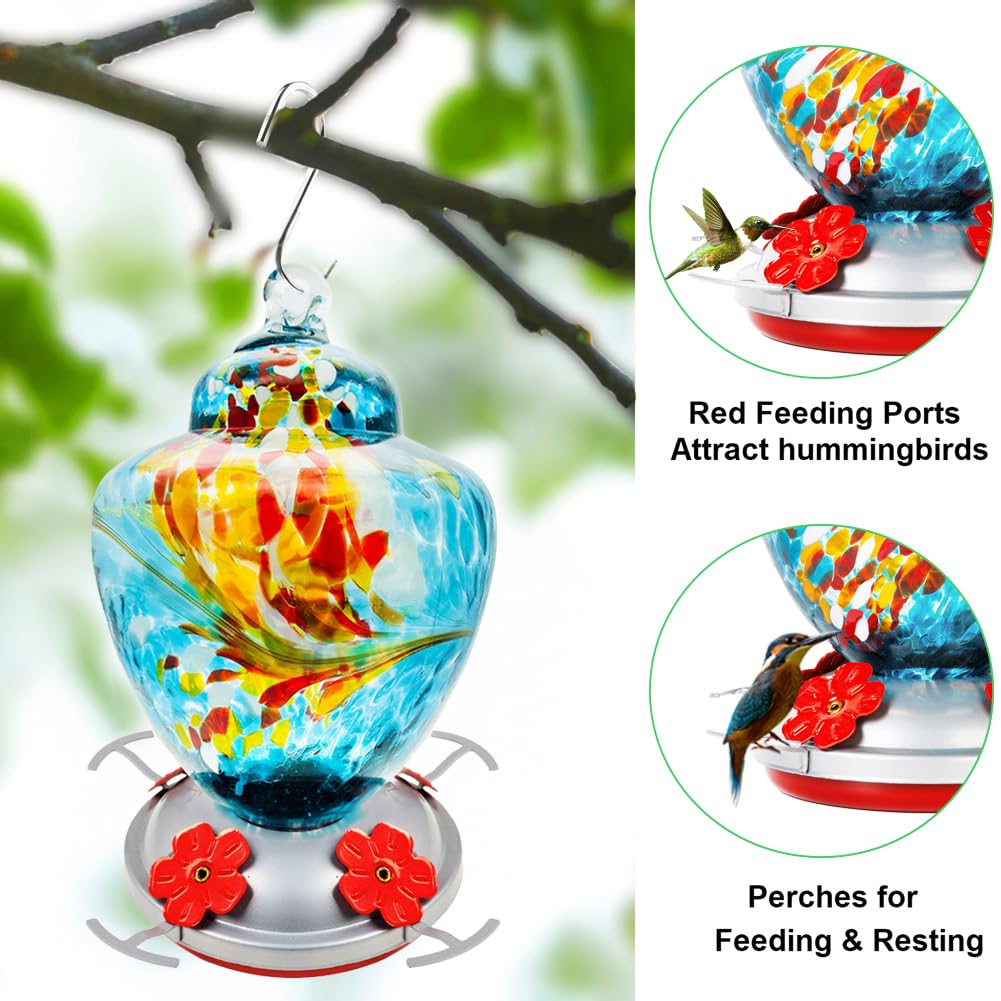 REZIPO hummingbird feeder with perch for resting while sipping nectar.