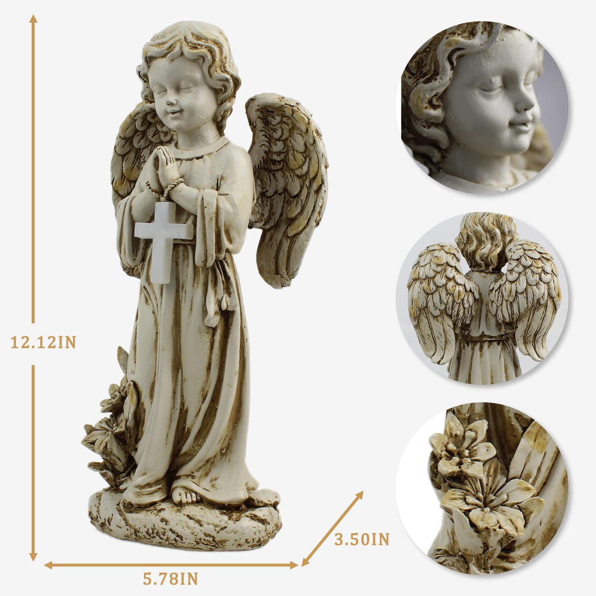 Rezpuao porch lawn angel ready for display on any outdoor space