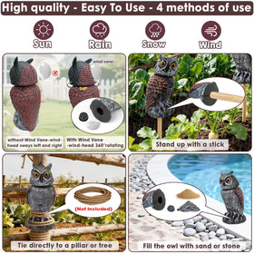 RGBRW waterproof plastic owl stands strong in rain and sun.
