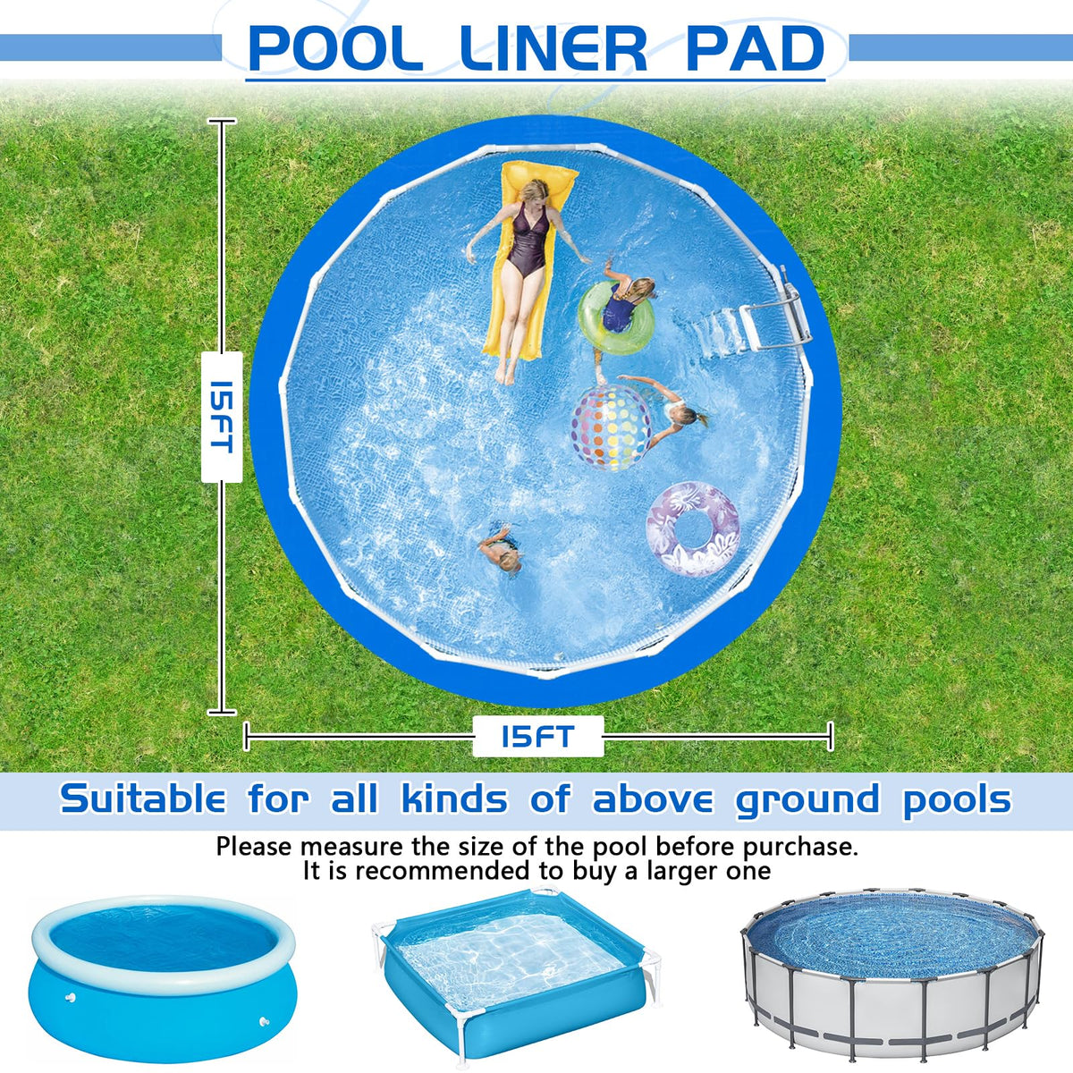RGJ round pool liner pad orange back view, dual color for versatile use.