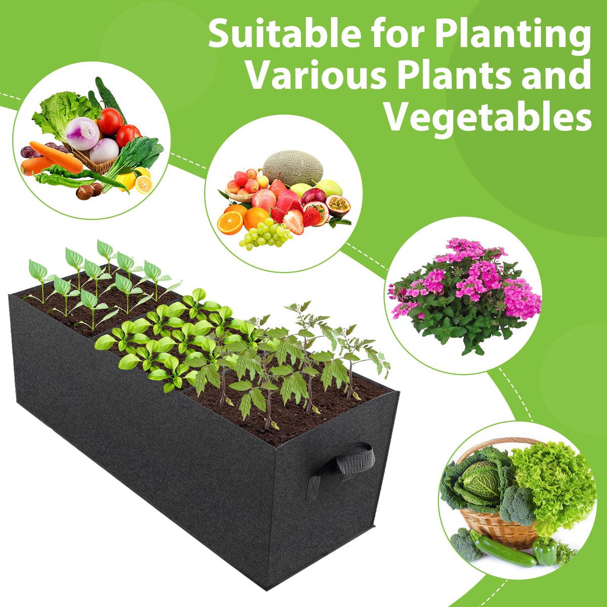 RGJ fabric raised bed ventilated design promotes root air flow and drainage