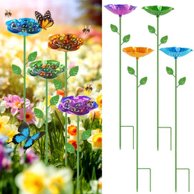 rgj 4-pack bee watering station with flower design attracts bees and butterflies