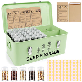 RGJ 60-slots seed storage organizer with rust-proof metal finish for durable garden seed keeping.