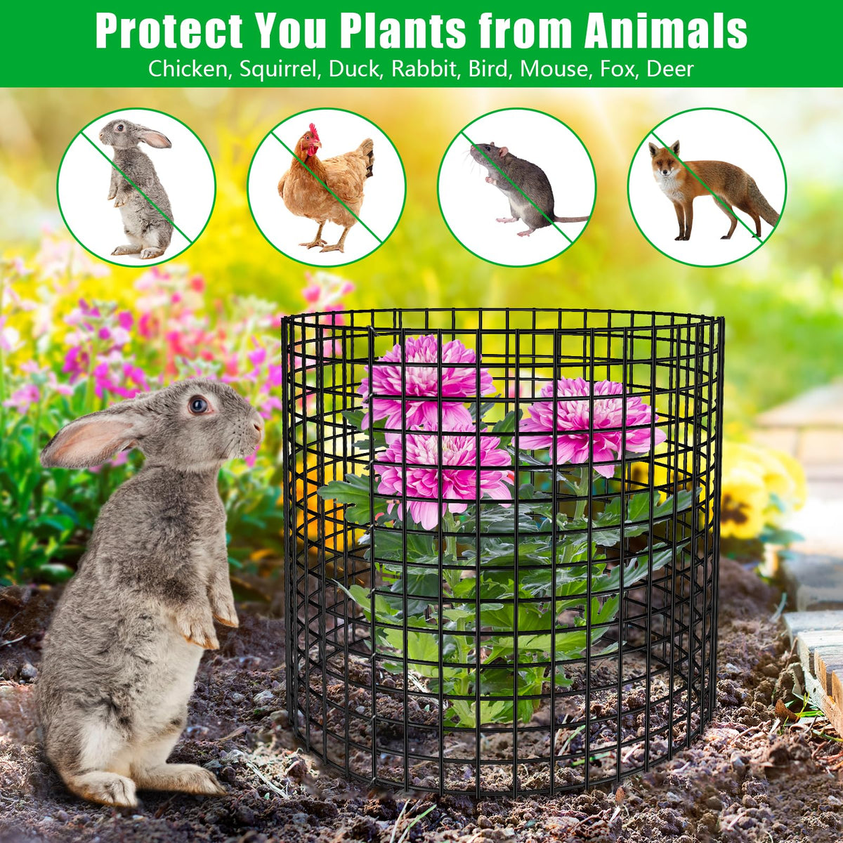 RGJ animal protection mesh in garden setting helps deter nibbling by wildlife.