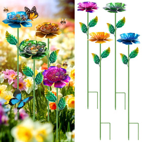 RGJ Bee Watering Station with flower design attracts pollinators outdoors