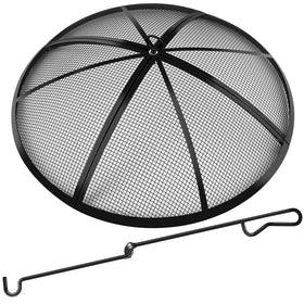RGJ 22-inch round fire pit spark screen shields flames safely outdoors.