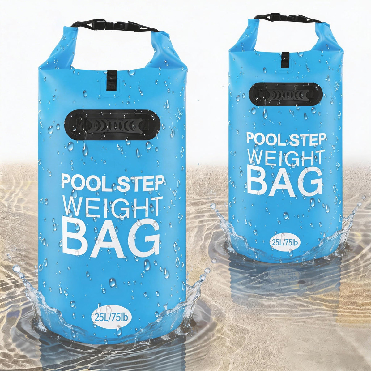 RGJ 75lb pool ladder weights two-pack stabilize above-ground ladders for safer pool entry
