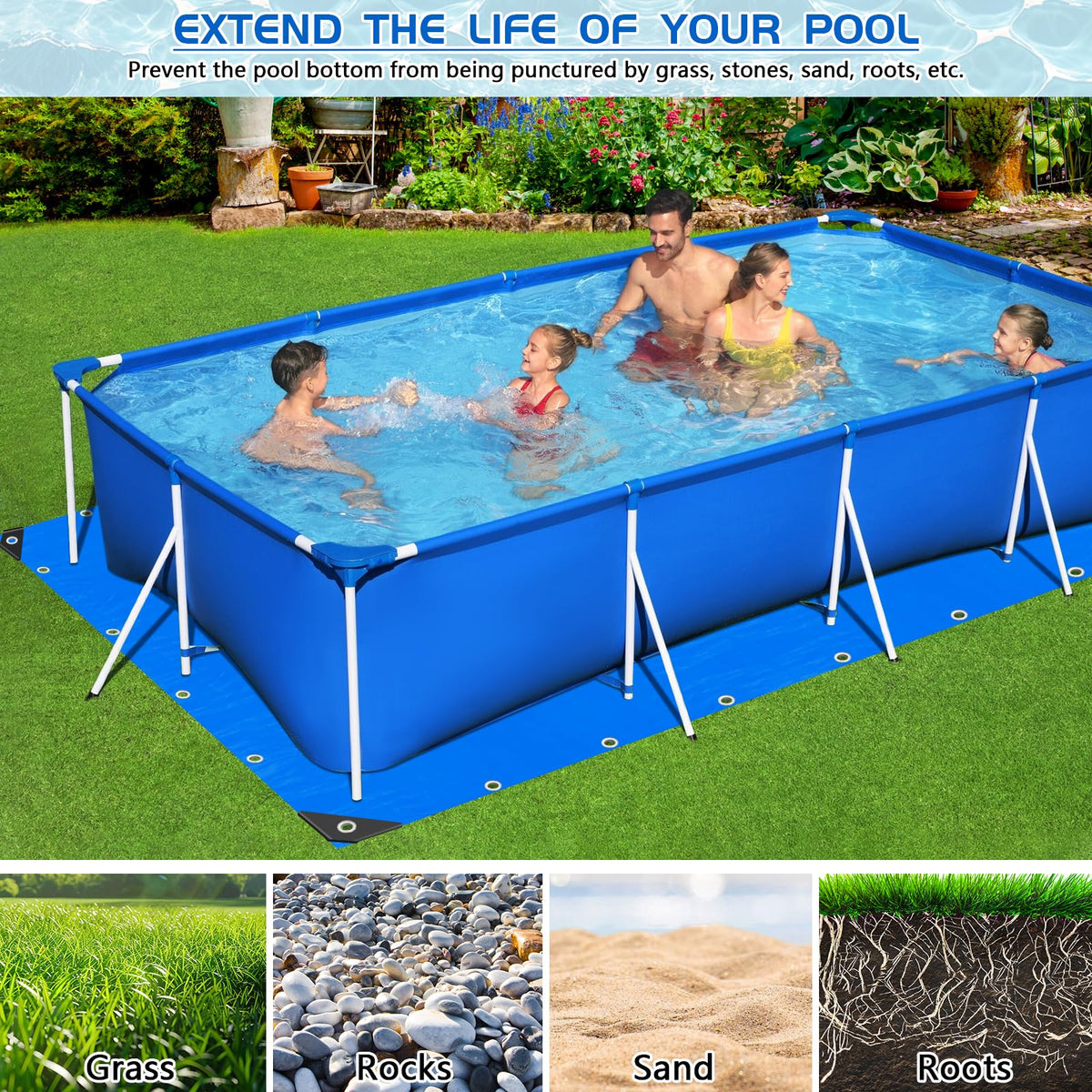 RGJ pool liner pad waterproof PE material delivers reliable protection against ground wear.