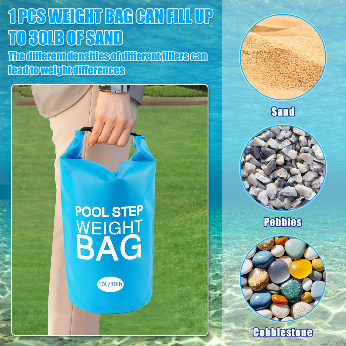 RGJ universal-fit weights work with most above-ground pool steps.