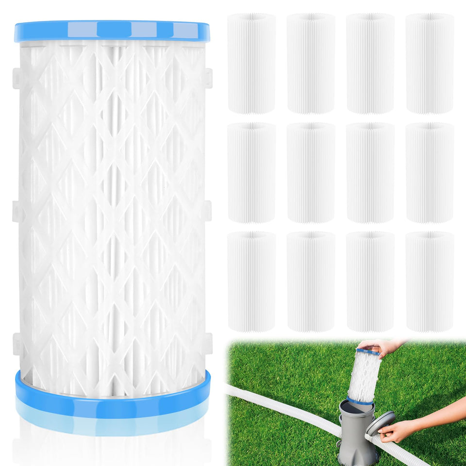 RGJ universal pool filter Type A/C/III 12-pack keeps above-ground pool water clear