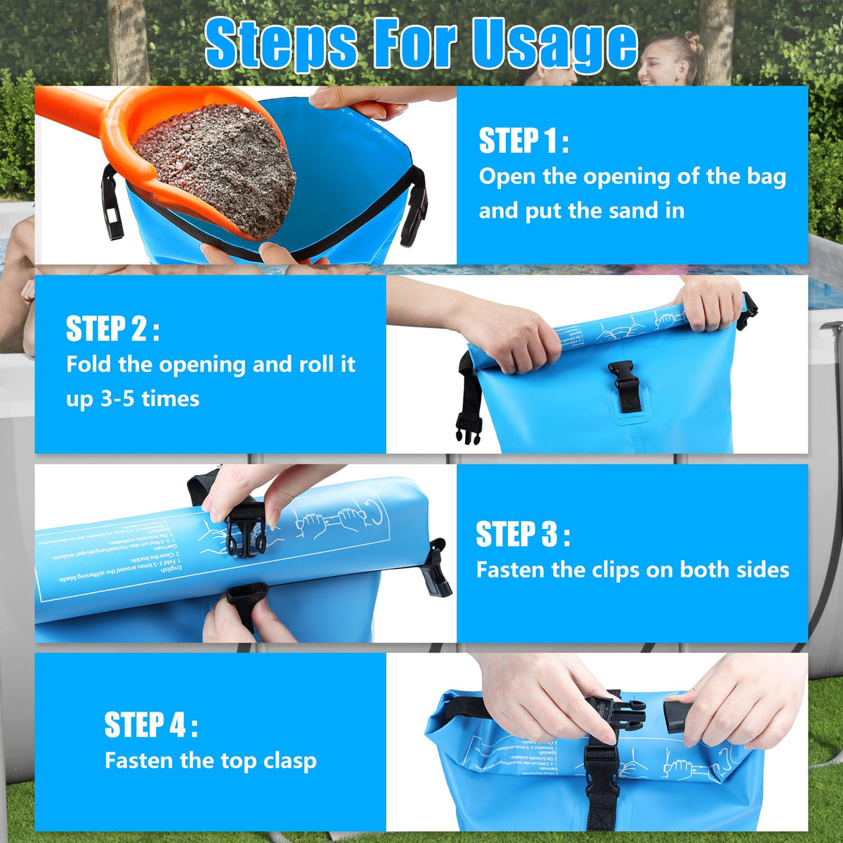 RGJ weights fit most pool steps for versatile above-ground pool compatibility