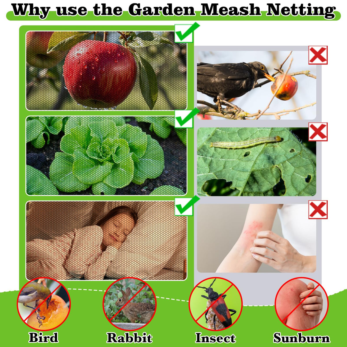 RGQSUN bird-insect barrier netting keeps spaces clean and ventilated
