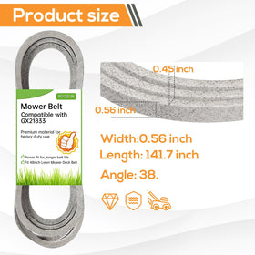 RGQSUN belt length 141 inches, 1/2 inch width for precise fit
