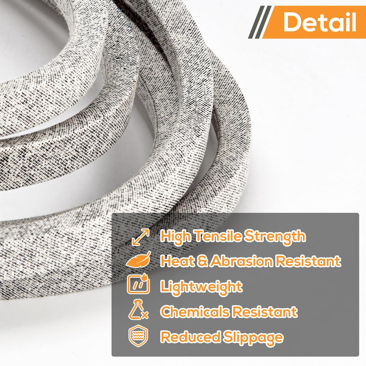 RGQSUN aramid-neoprene belt close-up shows durable material