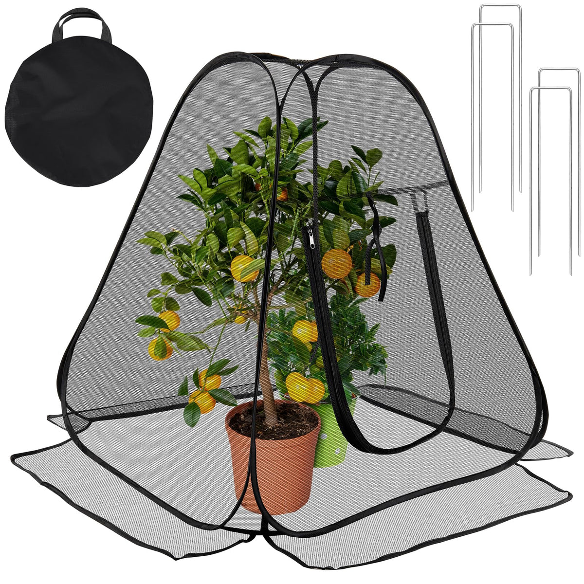 RGQSUN pop-up garden netting cover close-up mesh protects crops while letting sun.