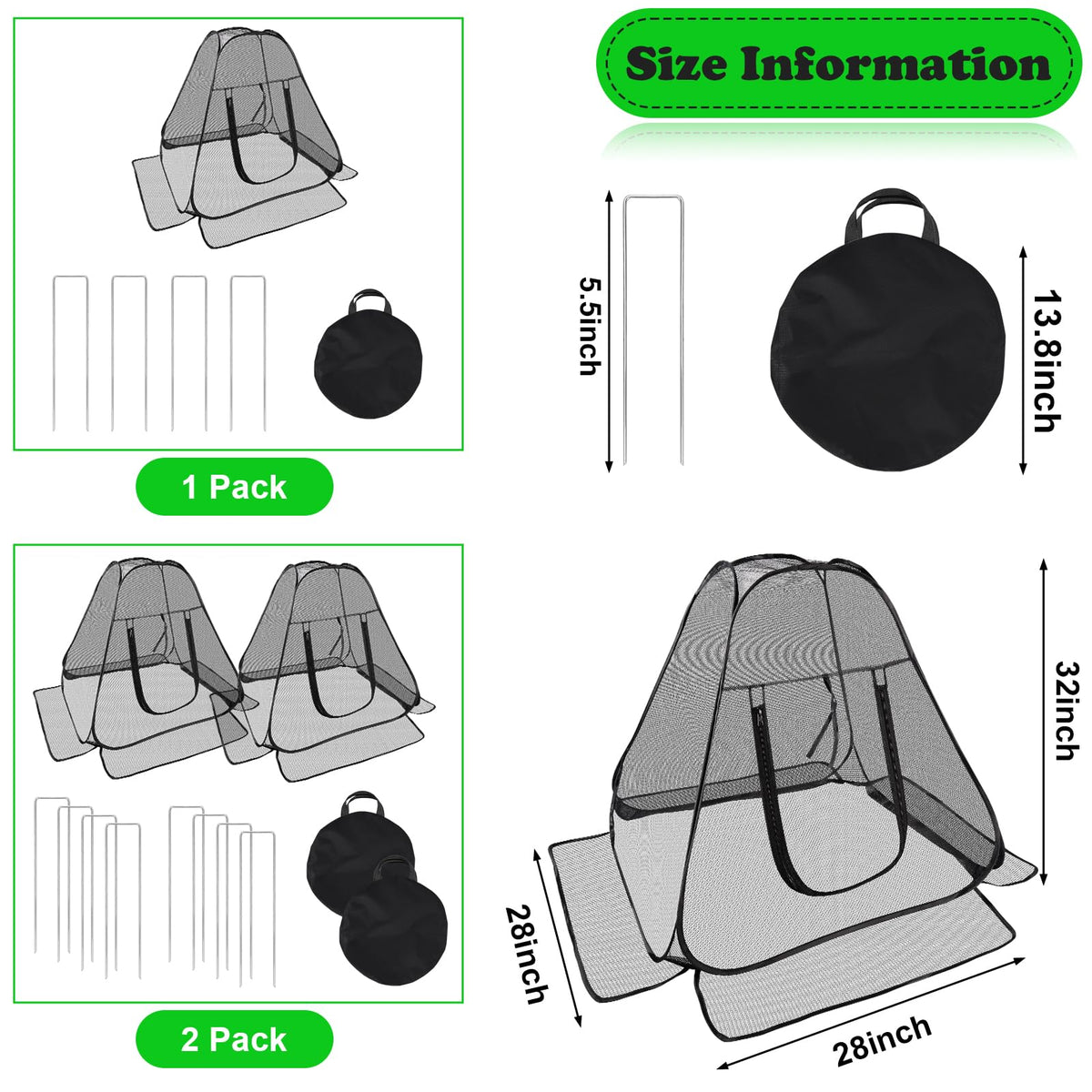 RGQSUN pop-up garden netting cover zip door provides easy access for watering.