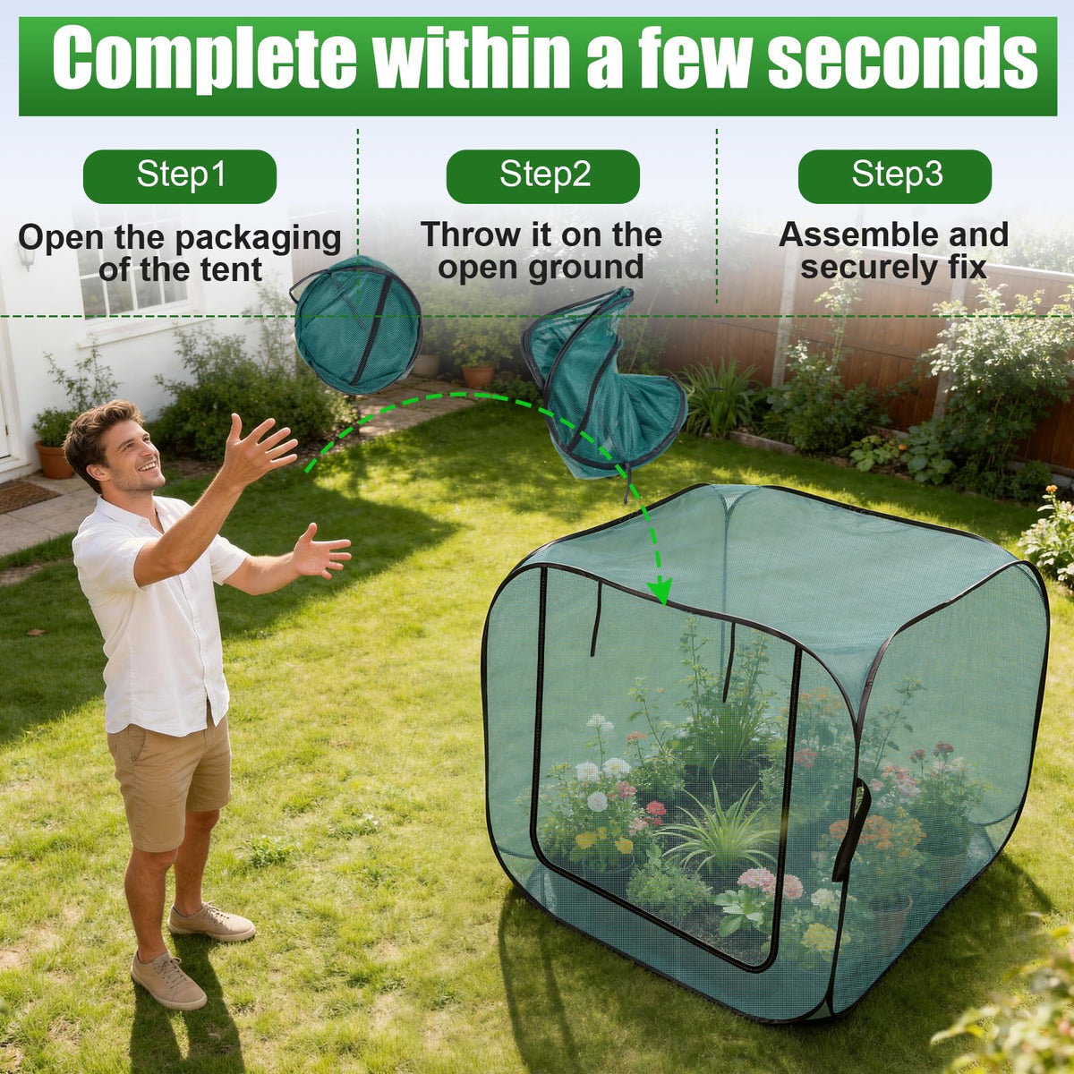 RGQSUN full-width zipper enables watering and harvesting without removing cover.