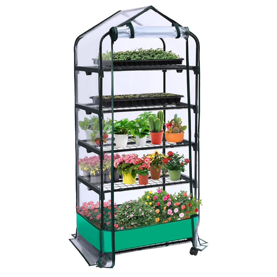 RHAHA 5-tier greenhouse wheels for easy indoor outdoor mobility