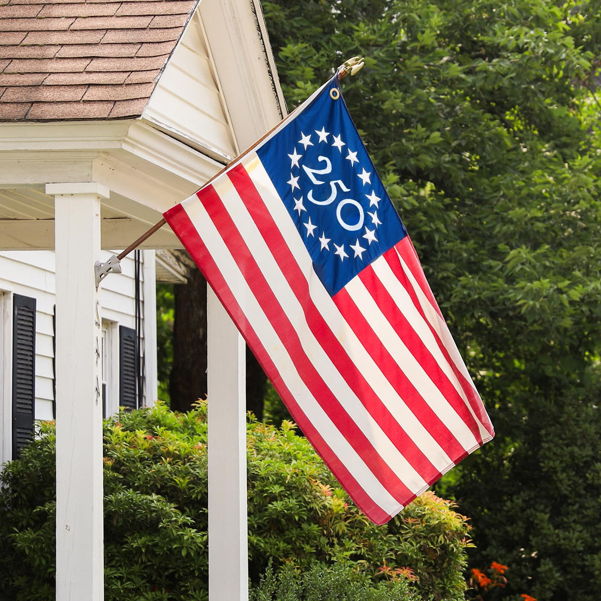 RHEVA outdoor flag display with wind readiness for public spaces