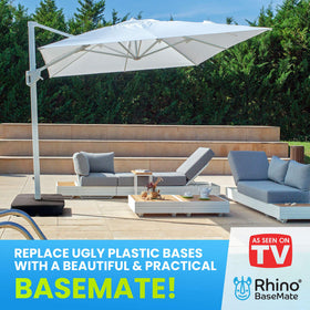 Rhino BaseMate durable 4-piece system boosts patio umbrella safety.