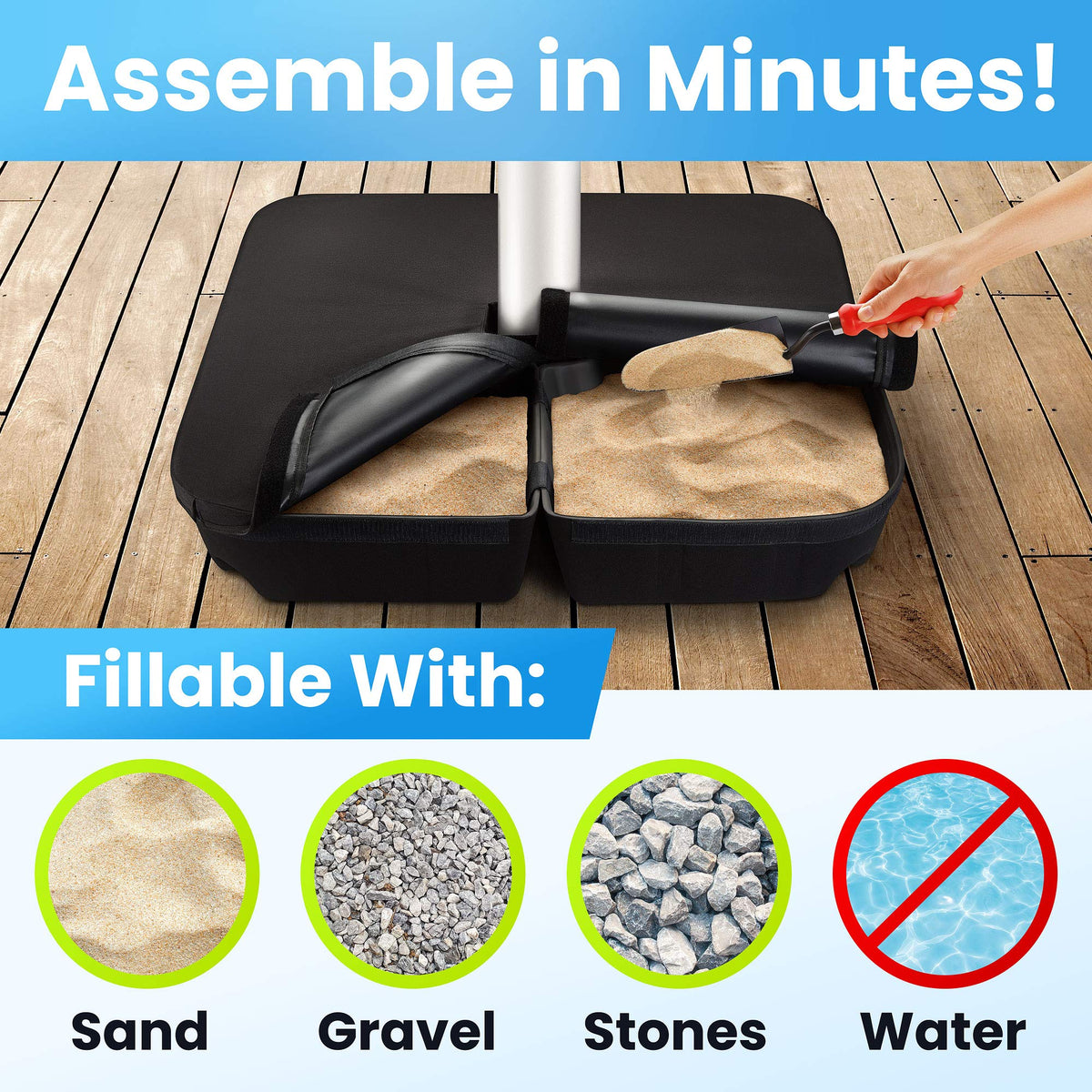 Rhino BaseMate stackable design for easy storage after seasons.