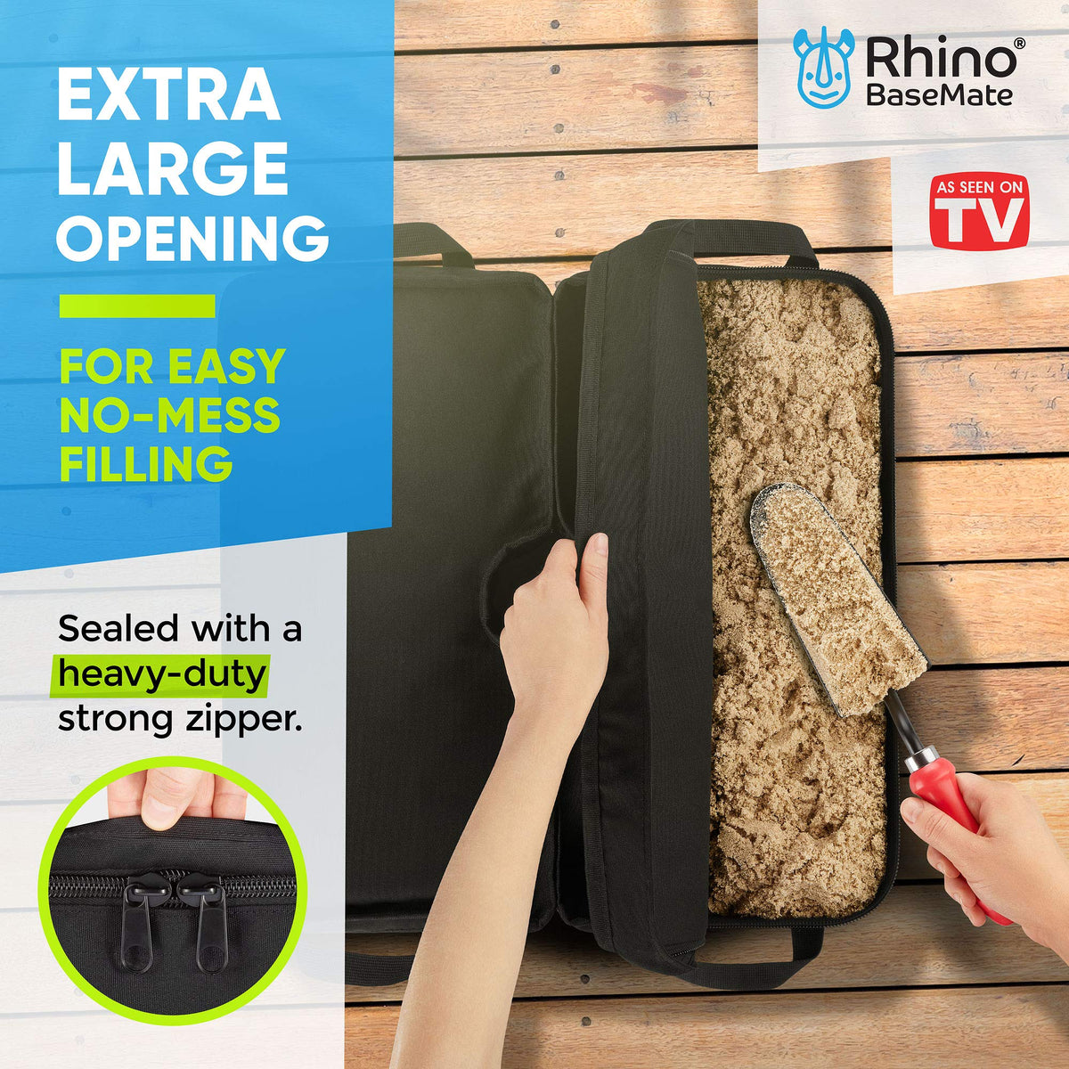 Rhino BaseMate wide fill port enables neat, mess-free filling and setup.