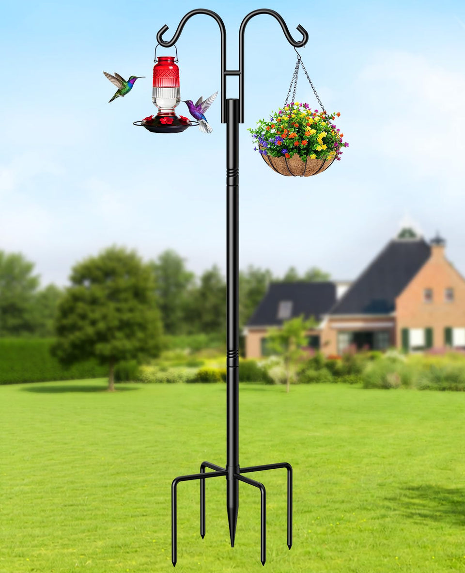 Rhino Valley double shepherd hooks on a 76-inch pole for versatile outdoor hanging