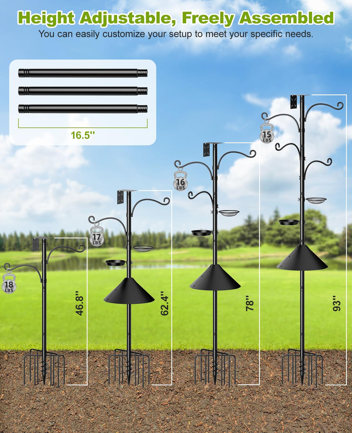 Rhino Valley four-hook stand ready for multiple feeders and decor.