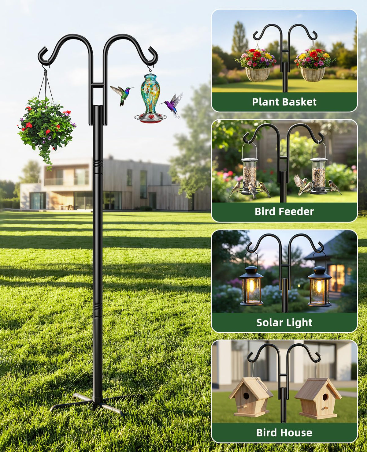 Rhino Valley fits hummingbird feeders, plant baskets, lights, and lanterns