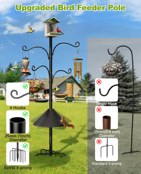 Water bowl and mesh tray accessory for birds on the Rhino Valley pole.