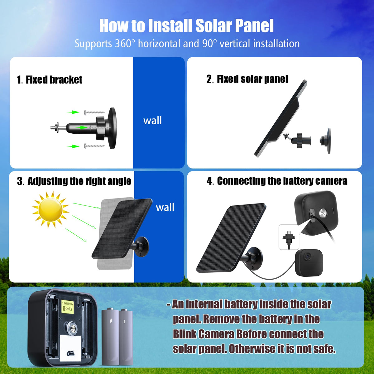 Rhorawill panel connected to Blink Outdoor demonstrates solar charging