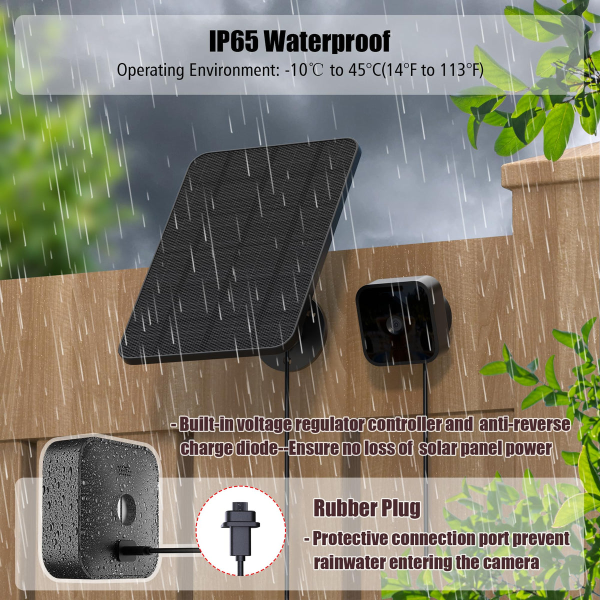 Rhorawill IP65 weatherproof solar charger for outdoor use