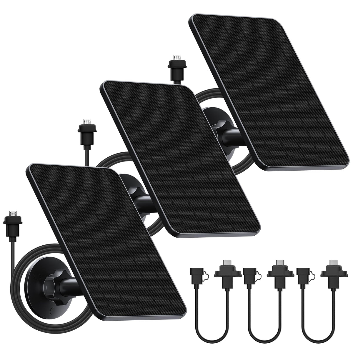 Rhorawill solar panel 3-pack powering Blink cameras for continuous charging